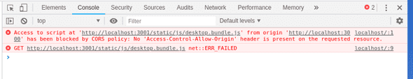 Browser's dev console errors while using dev server